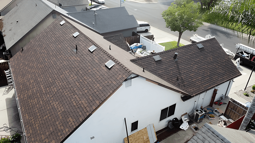 Completed roof, aerial view