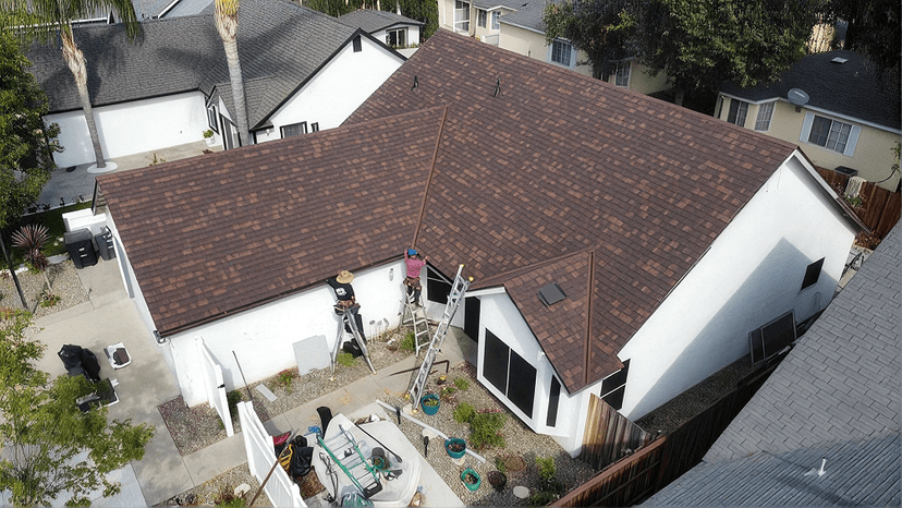 Completed reroof with architectural shingles